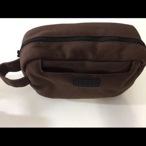 GUESS Man Brown Toiletry Bag W/ Front Pocket *Pouch Only* 10x5x6 NEW